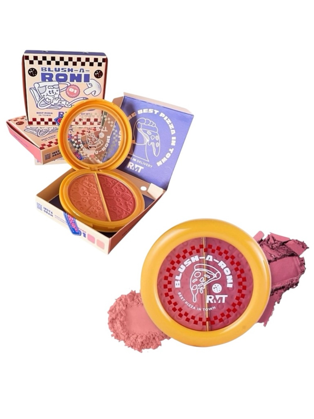 Romantic #1 Beauty Blush-a-Roni Pizza Box Pink Powder Duo Matte Buildable Color